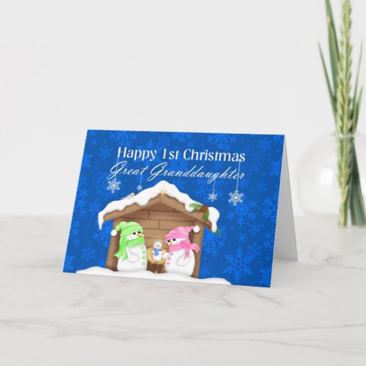 Prettige 1e Kerstmis achterkleindochter Feestdagen Kaart (Voorkant)