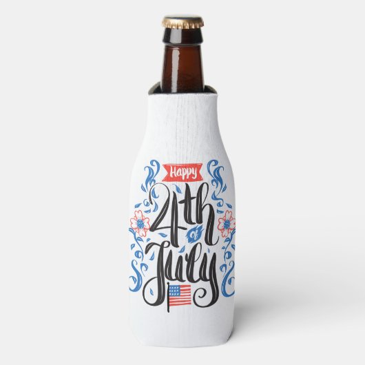 Prettige 4 juli flesjeskoeler (Fles Voorkant)