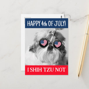 Prettige 4 juli ik shih tzu geen hond USA vlag Briefkaart
