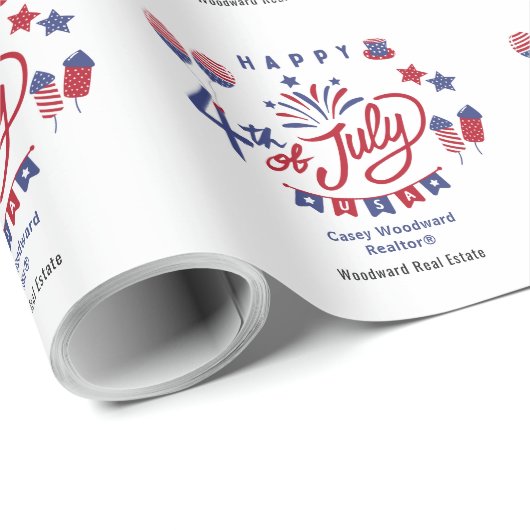 Prettige 4 juli USA | Realtor Marketing op Maat Cadeaupapier (Rol Hoek)