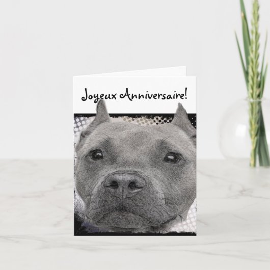 Prettige Anneversaire Pitbull Dog Greeting Card Kaart (Voorkant)