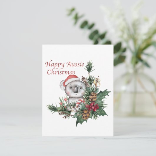 Prettige Australische kerstkaart met koala (Staand voorkant)