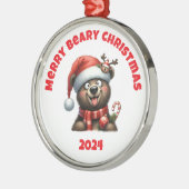 Prettige Beary Kerstmis Metalen Ornament (Links)