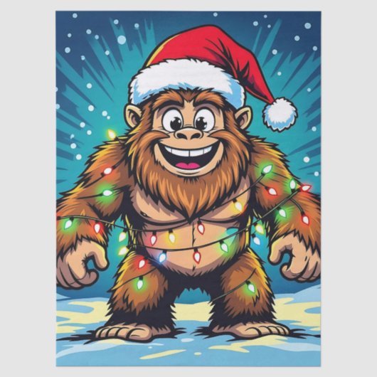 Prettige Bigfoot Sasquatch Kerstmis Tissuepapier (Voorkant)