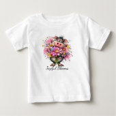 Prettige Bloemen Cute Varkentje Baby T-Shirt (Voorkant)