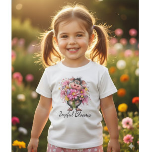Prettige Bloemen Cute Varkentje Baby T-Shirt