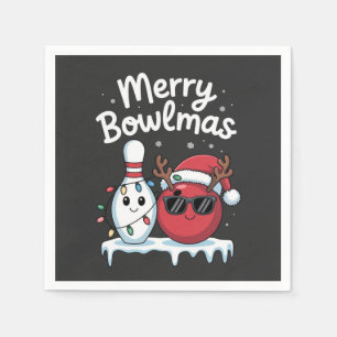 Prettige Bowlmas Bowl met Kerstman Hoed Bowl Sport Servet