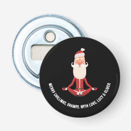 Prettige Chillmas Mediterende Zen Kerstman Vakanti Button Flesopener