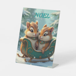 Prettige chippie kerst noel reclamebord met voetstuk