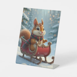 Prettige chippie kerst reclamebord met voetstuk
