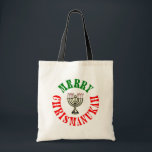 Prettige Chrismanukah- Kerstmis Chanukah Menora Tote Bag<br><div class="desc">De perfecte manier om zowel Kerstmis als Hanukkah tegelijkertijd te vieren. Prettig Kerstmis   Gelukkig Chanukah = Prettige Chrismanukah,  compleet met Menora kaarsen in de vorm van een snoeprietje.</div>