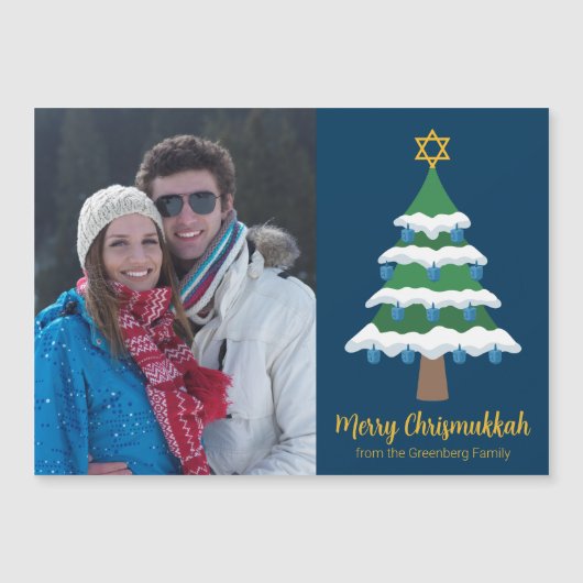 Prettige Chrismukkah Joodse Feestdag Foto Magneet  (Voorkant)