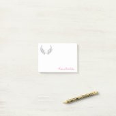 Prettige Dag met Grijze Vleugels Post-it® Notes (Op bureau)