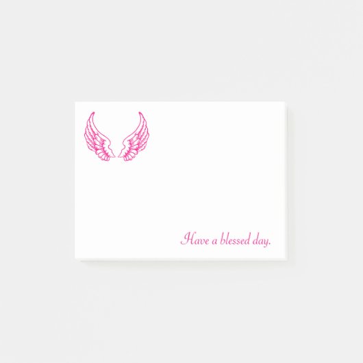 Prettige Dag met Roze Vleugels Post-it® Notes (Voorkant)