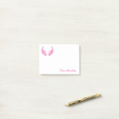 Prettige Dag met Roze Vleugels Post-it® Notes (Op bureau)