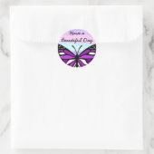 Prettige dag | Paarse vlinder Ronde Sticker (Tas)