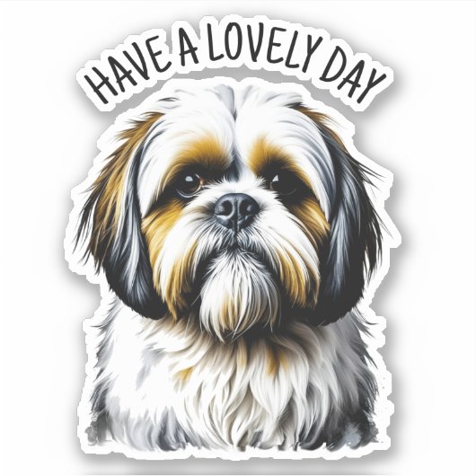 Prettige dag | Schattige Shih Tzu Sticker (Voorkant)