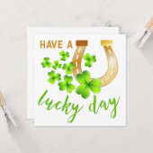 Prettige Dag // Shamrock St. Patrick's Dag Kaart (Voorkant / Achterkant in situ)