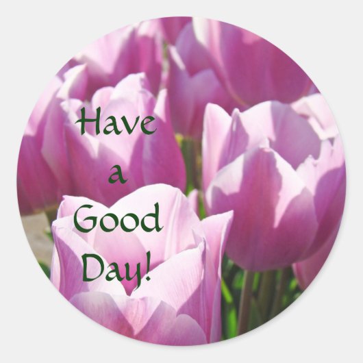 Prettige dag! stickers Paarse Tulp Bloemen (Voorkant)
