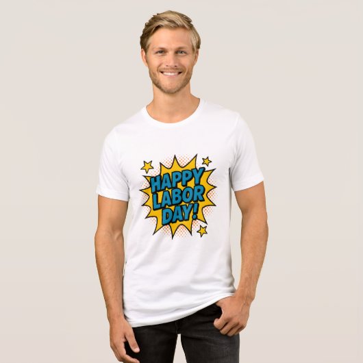 Prettige Dag van de Arbeid Tri-Blend Shirt (Voorkant volledig)