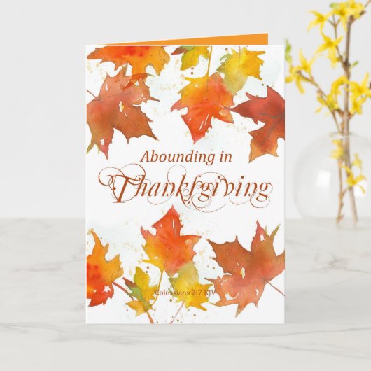 Prettige Dankdag Schrift Colossians Herfstblad Kaart (Gele Bloem)