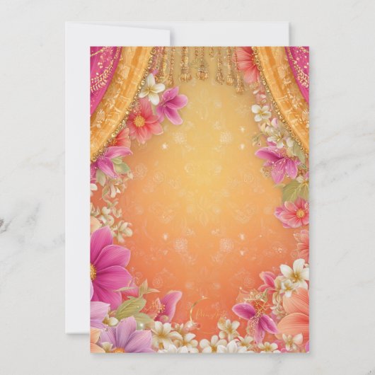 Prettige Diwali Groet Roze Geel Paarse Bloemen Kaart (Achterkant)