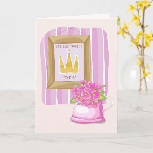 Prettige doktersdag. Lente Bloemen Kaart (Gele Bloem)