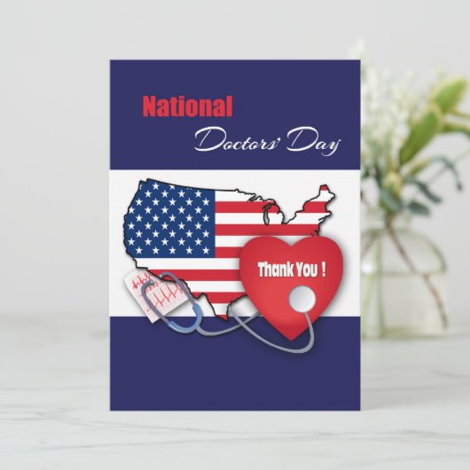 Prettige doktersdag. USA Patriottisch Custom Kaart (Staand voorkant)