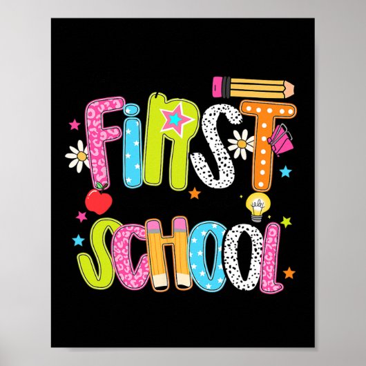 Prettige Eerste Schooldag Docent Kinderen Ck T-Shi Poster (Voorkant)