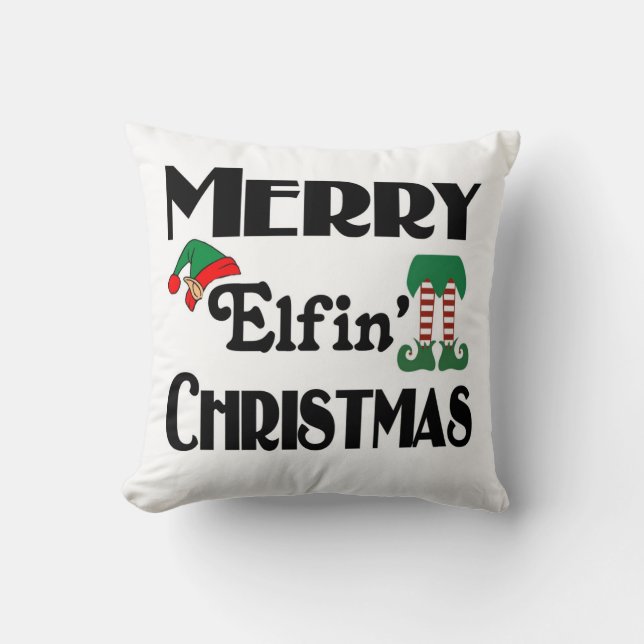 Prettige Elfen Kerstmis Kussen (Voorkant)
