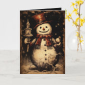 Prettige en griezelige kerstman Gotische Vintage S Kaart (Gele Bloem)