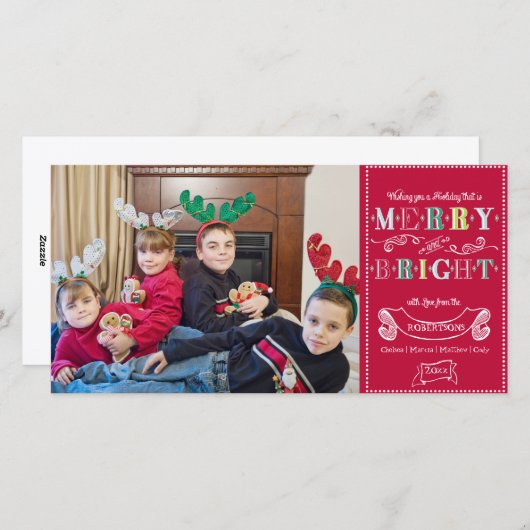 Prettige en helder feestdagen moderne foto kerstmi feestdagenkaart (Voorkant / Achterkant)