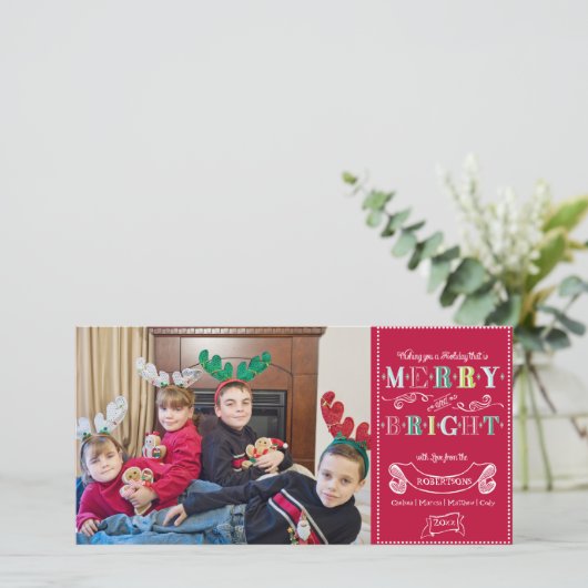 Prettige en helder feestdagen moderne foto kerstmi feestdagenkaart (Staand voorkant)