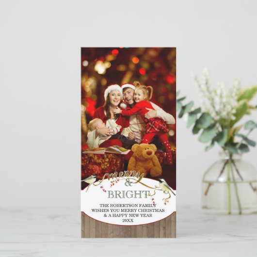 Prettige en helder feestdagen moderne foto Kerstmi Feestdagenkaart (Staand voorkant)