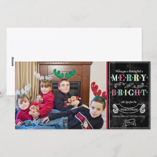 Prettige en helder feestelijke moderne fotokerstmi feestdagenkaart (Voorkant / Achterkant)