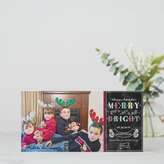 Prettige en helder feestelijke moderne fotokerstmi feestdagenkaart (Staand voorkant)