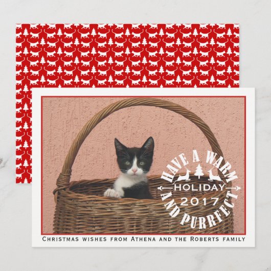 Prettige en perfecte kerst met rode huisdier Kerst Feestdagenkaart (Voorkant / Achterkant)