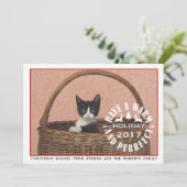 Prettige en perfecte kerst met rode huisdier Kerst Feestdagenkaart (Staand voorkant)