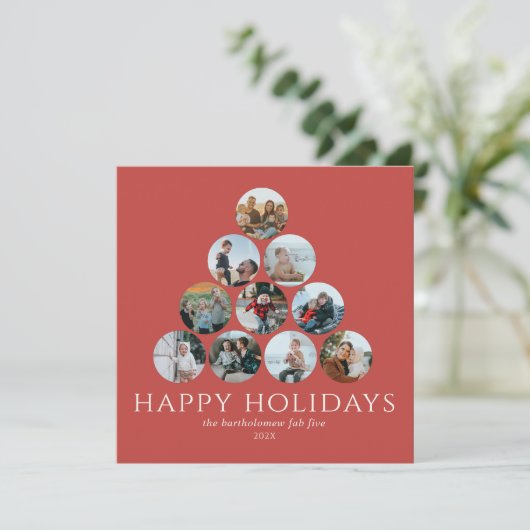 prettige feestdagen 10 Photo Red Ivory Kaart (Staand voorkant)