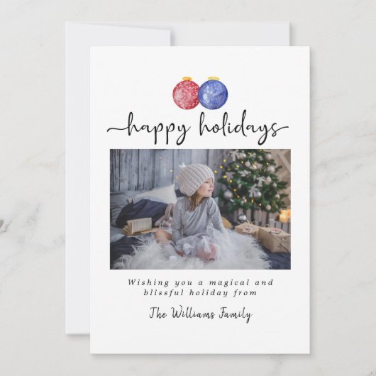 Prettige feestdagen 1 Foto Schattigee Waterverf Or Feestdagenkaart (Voorkant)