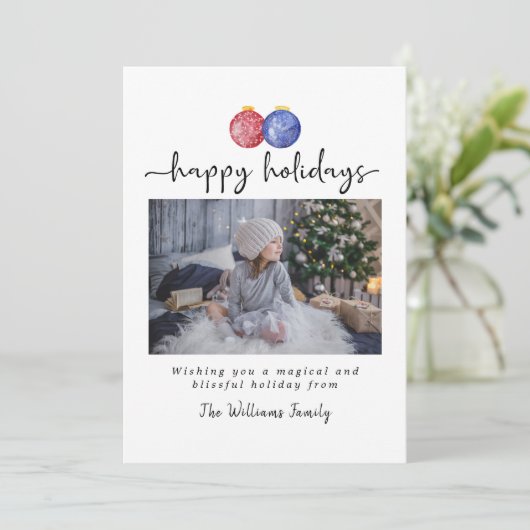 Prettige feestdagen 1 Foto Schattigee Waterverf Or Feestdagenkaart (Staand voorkant)