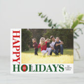 Prettige feestdagen 2017 rode strepen Kerstfoto Feestdagenkaart (Staand voorkant)