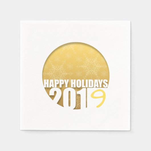 prettige feestdagen 2019 Golden Snowflakes Paper N Servet (Voorkant)