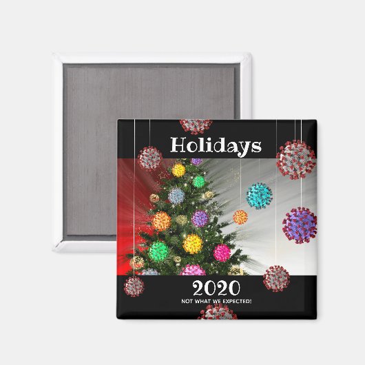 prettige feestdagen 2020 covid molecule boom magneet (Voorkant / Achterkant)