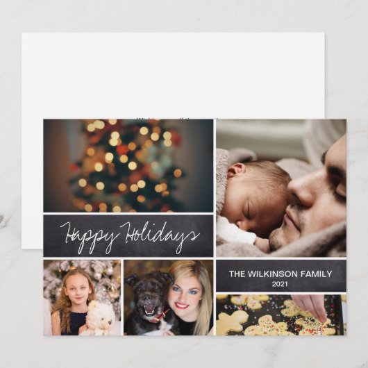 prettige feestdagen 2024 Familiefotocollage Feestdagenkaart (Voorkant / Achterkant)