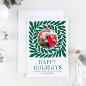 Prettige feestdagen 2 Foto Modern Script Bold Flor Feestdagenkaart