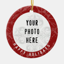 prettige feestdagen 2 Foto Red Snowflake Keramisch Ornament