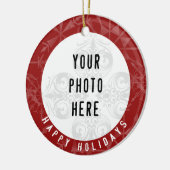 prettige feestdagen 2 Foto Red Snowflake Keramisch Ornament (Links)