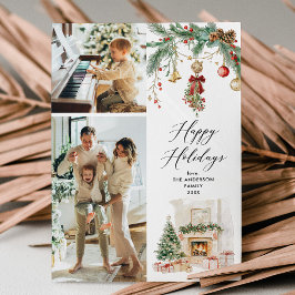 Prettige feestdagen 2 Foto Winter Scene & Groen Feestdagenkaart