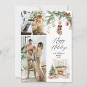 Prettige feestdagen 2 Foto Winter Scene & Groen Feestdagenkaart (Voorkant)